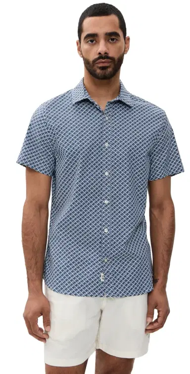 Fair Harbor The Short Sleeve Windward Shirt Navy Geo | Thumbnail 1 Fair Harbor The Short Sleeve Windward Shirt Navy Geo | Thumbnail 1