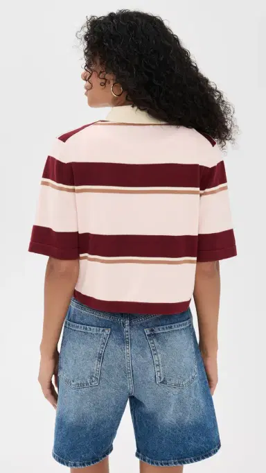 LE BOP Short Sleeve triped Polo Light Pink tripe | Thumbnail 3 LE BOP Short Sleeve triped Polo Light Pink tripe | Thumbnail 3
