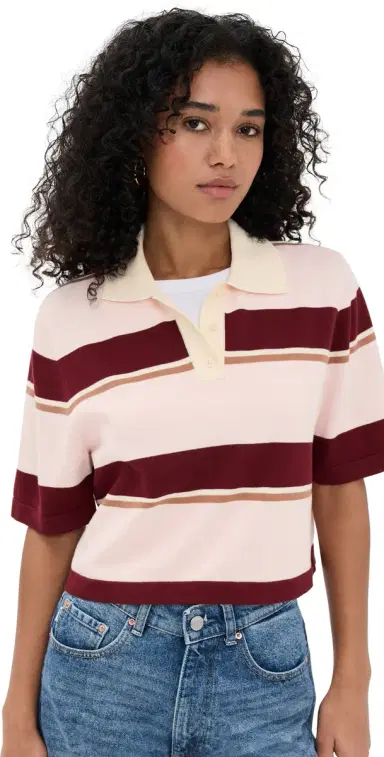 LE BOP Short Sleeve triped Polo Light Pink tripe | Thumbnail 1 LE BOP Short Sleeve triped Polo Light Pink tripe | Thumbnail 1