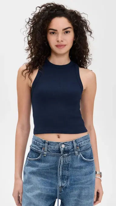 Sold Out NYC The Cropped Not So Basic Tank in Navy Navy L | Thumbnail 2 Sold Out NYC The Cropped Not So Basic Tank in Navy Navy L | Thumbnail 2