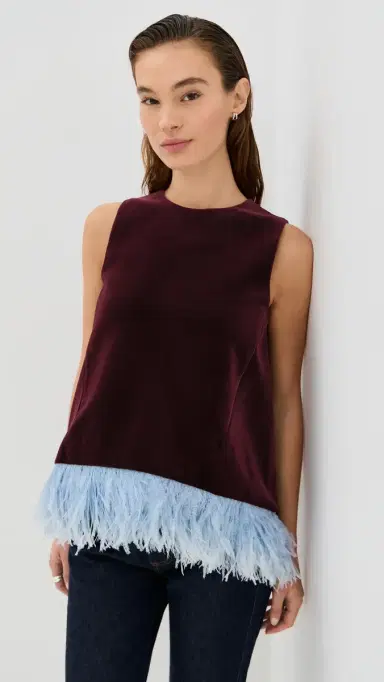 La DoubleJ a Scala Velvet Top with Feathers Solid | Thumbnail 2 La DoubleJ a Scala Velvet Top with Feathers Solid | Thumbnail 2