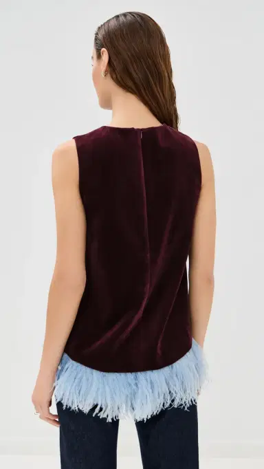 La DoubleJ a Scala Velvet Top with Feathers Solid | Thumbnail 3 La DoubleJ a Scala Velvet Top with Feathers Solid | Thumbnail 3