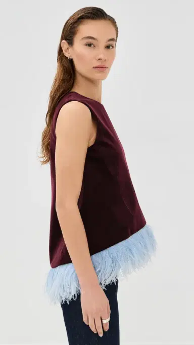 La DoubleJ a Scala Velvet Top with Feathers Solid | Thumbnail 4 La DoubleJ a Scala Velvet Top with Feathers Solid | Thumbnail 4