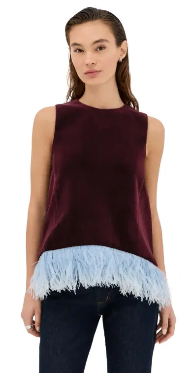 La DoubleJ a Scala Velvet Top with Feathers Solid | Thumbnail 1 La DoubleJ a Scala Velvet Top with Feathers Solid | Thumbnail 1