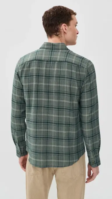 Vince Catskill Plaid ong Sleeve French Placket Shirt Seaweed/Matcha | Thumbnail 3 Vince Catskill Plaid ong Sleeve French Placket Shirt Seaweed/Matcha | Thumbnail 3