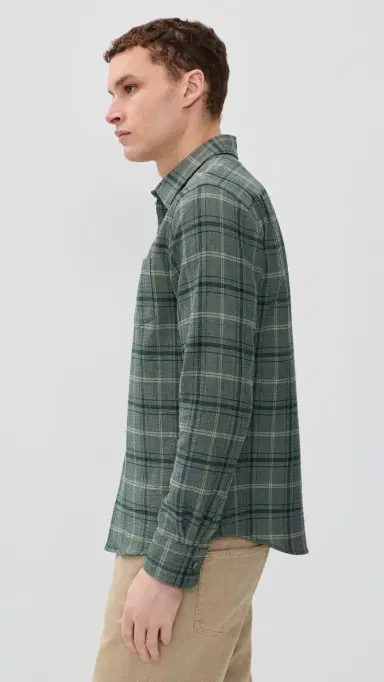 Vince Catskill Plaid ong Sleeve French Placket Shirt Seaweed/Matcha | Thumbnail 4 Vince Catskill Plaid ong Sleeve French Placket Shirt Seaweed/Matcha | Thumbnail 4