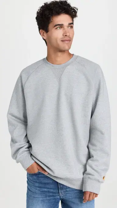 Carhartt WIP Chase Crewneck Sweatshirt Grey Heather/Gold | Thumbnail 2 Carhartt WIP Chase Crewneck Sweatshirt Grey Heather/Gold | Thumbnail 2