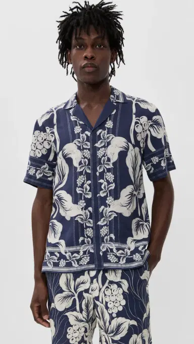Orlebar Brown Maitan Linen Petralis Garland Shirt Night Iris | Thumbnail 2 Orlebar Brown Maitan Linen Petralis Garland Shirt Night Iris | Thumbnail 2