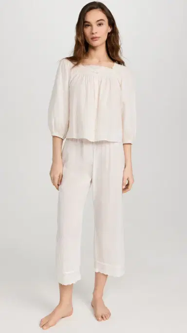 The Great. THE GREAT. The Eyelet Button Sleep Top True White 2 | Thumbnail 5 The Great. THE GREAT. The Eyelet Button Sleep Top True White 2 | Thumbnail 5