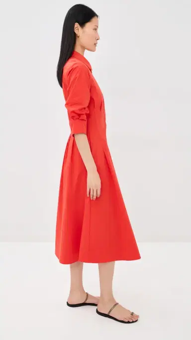 Simkhai Jazz Pintuck Midi Dress Lobster | Thumbnail 4 Simkhai Jazz Pintuck Midi Dress Lobster | Thumbnail 4