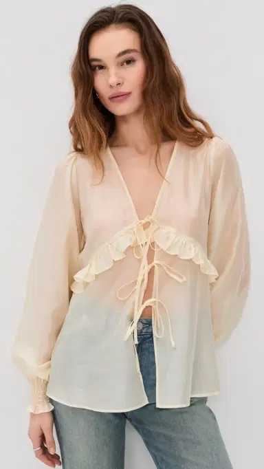 4th & Reckless Hattie Sheer Top Buttercream | Thumbnail 2 4th & Reckless Hattie Sheer Top Buttercream | Thumbnail 2