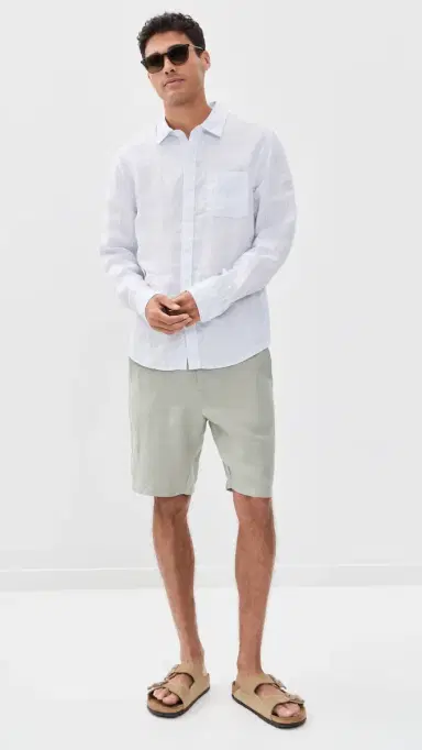 Vince Tate Stripe Long Sleeve Classic Shirt Optic White/Novo | Thumbnail 5 Vince Tate Stripe Long Sleeve Classic Shirt Optic White/Novo | Thumbnail 5