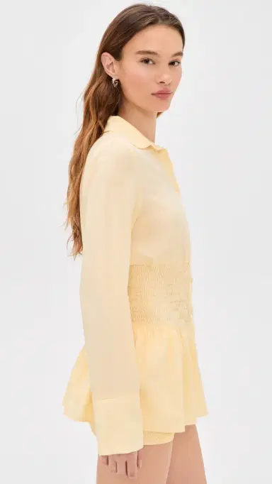 Seven Wonders Adora Long Sleeve Shirred Shirt Lemon | Thumbnail 4 Seven Wonders Adora Long Sleeve Shirred Shirt Lemon | Thumbnail 4
