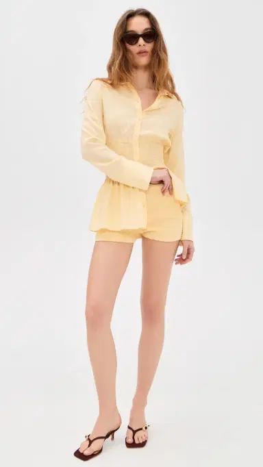 Seven Wonders Adora Long Sleeve Shirred Shirt Lemon | Thumbnail 5 Seven Wonders Adora Long Sleeve Shirred Shirt Lemon | Thumbnail 5