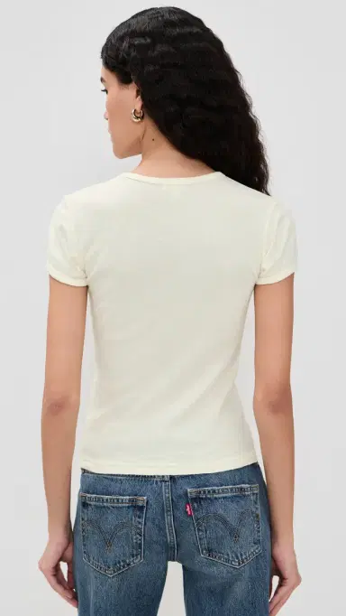 DONNI. The Pointelle Baby Tee Creme | Thumbnail 3 DONNI. The Pointelle Baby Tee Creme | Thumbnail 3