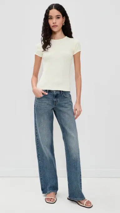 DONNI. The Pointelle Baby Tee Creme | Thumbnail 5 DONNI. The Pointelle Baby Tee Creme | Thumbnail 5