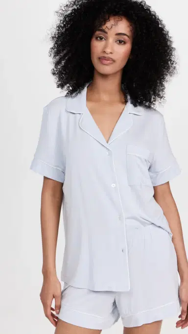 Eberjey Gisele The Relaxed Shorts Pajamas et Ice Blue/ | Thumbnail 2 Eberjey Gisele The Relaxed Shorts Pajamas et Ice Blue/ | Thumbnail 2