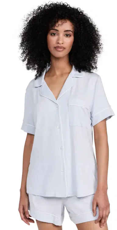 Eberjey Gisele The Relaxed Shorts Pajamas et Ice Blue/ | Thumbnail 1 Eberjey Gisele The Relaxed Shorts Pajamas et Ice Blue/ | Thumbnail 1