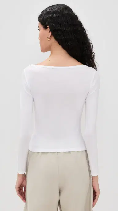 Enza Costa Fine Cotton Boat Neck ong Sleeve Top White | Thumbnail 3 Enza Costa Fine Cotton Boat Neck ong Sleeve Top White | Thumbnail 3