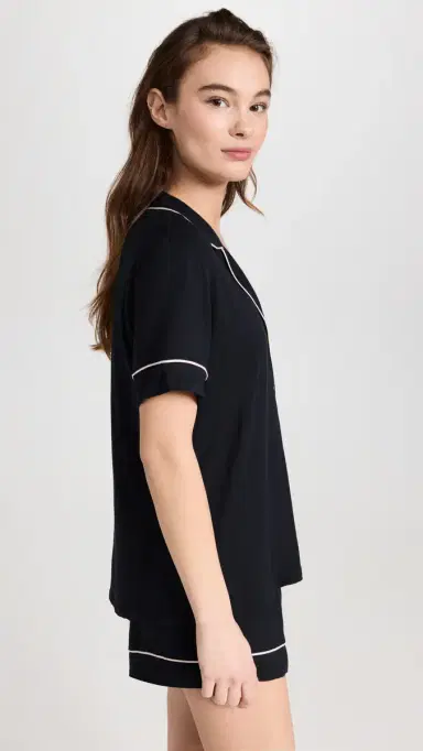 Eberjey Gisele The Relaxed Shorts Pajamas et Black/orbet | Thumbnail 4 Eberjey Gisele The Relaxed Shorts Pajamas et Black/orbet | Thumbnail 4