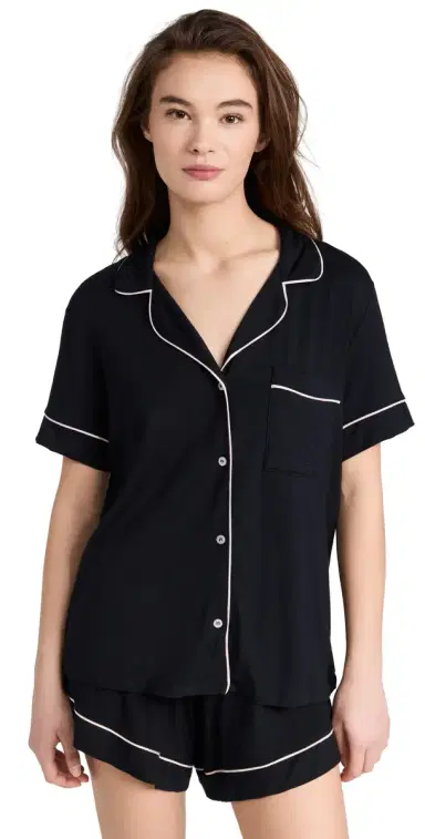 Eberjey Gisele The Relaxed Shorts Pajamas et Black/orbet | Thumbnail 1 Eberjey Gisele The Relaxed Shorts Pajamas et Black/orbet | Thumbnail 1