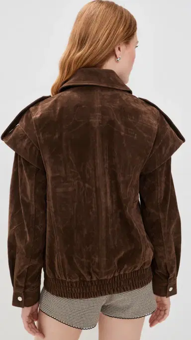 Avec Les Filles Faux Suede Layered Bomber Jacket Brunette | Thumbnail 3 Avec Les Filles Faux Suede Layered Bomber Jacket Brunette | Thumbnail 3