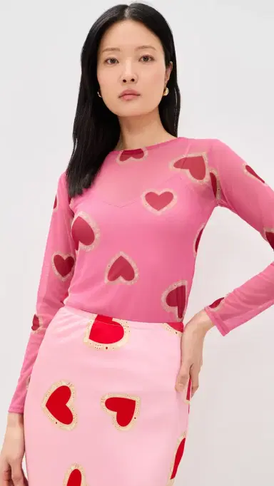 Never Fully Dressed Pink Hearts Mesh Top | Thumbnail 2 Never Fully Dressed Pink Hearts Mesh Top | Thumbnail 2