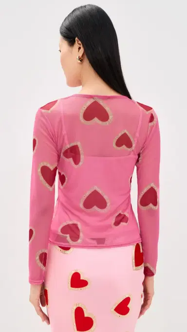 Never Fully Dressed Pink Hearts Mesh Top | Thumbnail 3 Never Fully Dressed Pink Hearts Mesh Top | Thumbnail 3