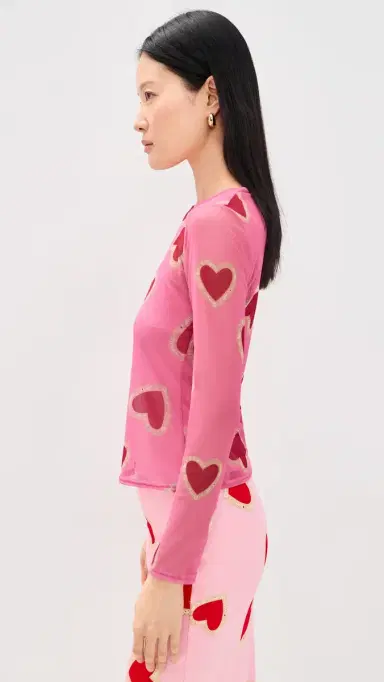 Never Fully Dressed Pink Hearts Mesh Top | Thumbnail 4 Never Fully Dressed Pink Hearts Mesh Top | Thumbnail 4