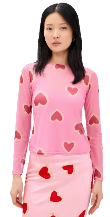 Never Fully Dressed Pink Hearts Mesh Top | Thumbnail 1 Never Fully Dressed Pink Hearts Mesh Top | Thumbnail 1