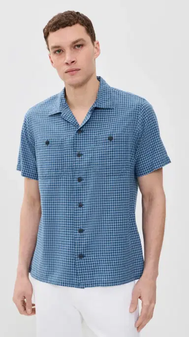 Polo Ralph Lauren Billy Short Sleeve Plaid Collared Shirt Indigo Cream | Thumbnail 2 Polo Ralph Lauren Billy Short Sleeve Plaid Collared Shirt Indigo Cream | Thumbnail 2