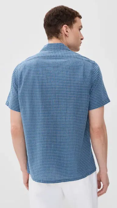 Polo Ralph Lauren Billy Short Sleeve Plaid Collared Shirt Indigo Cream | Thumbnail 3 Polo Ralph Lauren Billy Short Sleeve Plaid Collared Shirt Indigo Cream | Thumbnail 3
