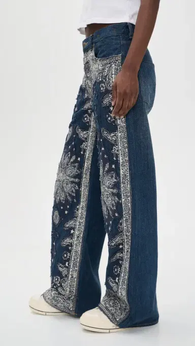 R13 D'Arcy Flare Jeans Blue Bandana Applique | Thumbnail 4 R13 D'Arcy Flare Jeans Blue Bandana Applique | Thumbnail 4