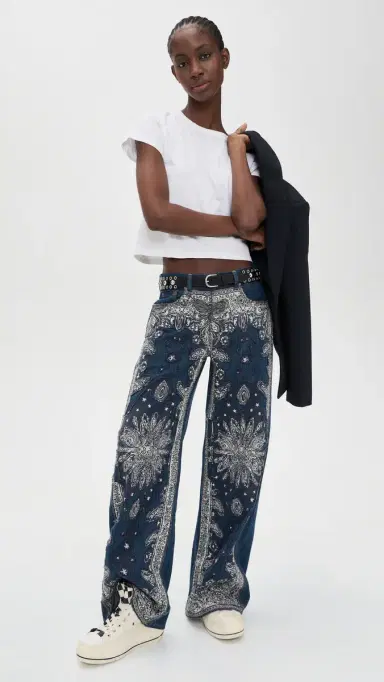R13 D'Arcy Flare Jeans Blue Bandana Applique | Thumbnail 5 R13 D'Arcy Flare Jeans Blue Bandana Applique | Thumbnail 5