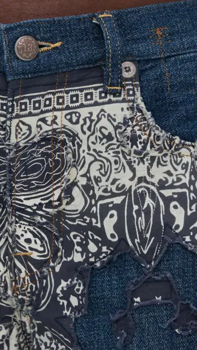 R13 D'Arcy Flare Jeans Blue Bandana Applique | Thumbnail 6 R13 D'Arcy Flare Jeans Blue Bandana Applique | Thumbnail 6