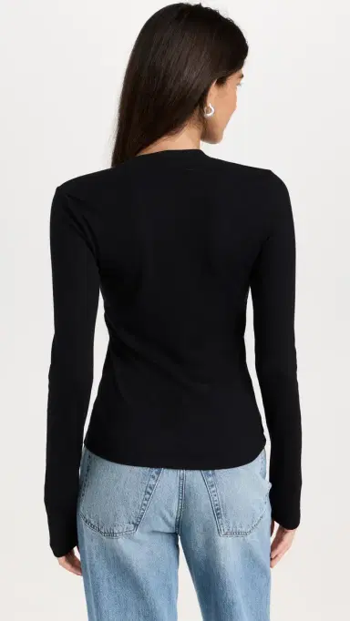 Cotton Citizen Verona Long Sleeve Henley Jet Black | Thumbnail 3 Cotton Citizen Verona Long Sleeve Henley Jet Black | Thumbnail 3