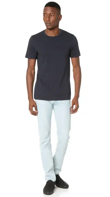 Vince Short Sleeve Pima Crew Neck Tee Coastal | Thumbnail 4 Vince Short Sleeve Pima Crew Neck Tee Coastal | Thumbnail 4