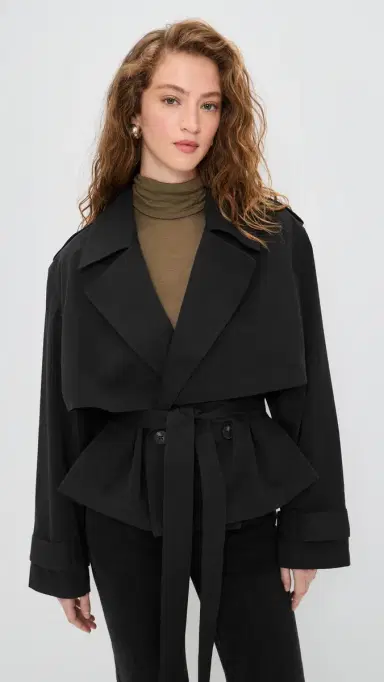 Joe's Jeans The iz Cropped Trench Coat Black | Thumbnail 2 Joe's Jeans The iz Cropped Trench Coat Black | Thumbnail 2