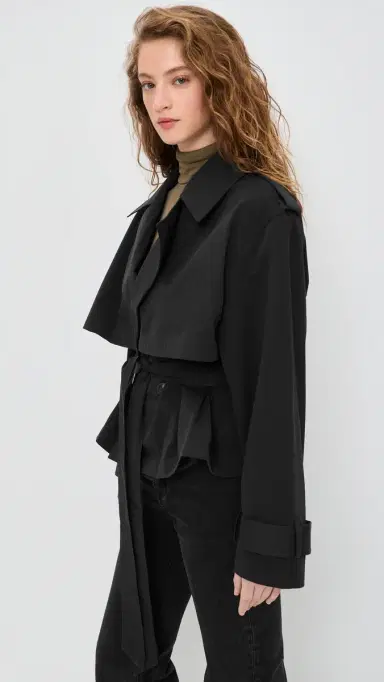 Joe's Jeans The iz Cropped Trench Coat Black | Thumbnail 4 Joe's Jeans The iz Cropped Trench Coat Black | Thumbnail 4