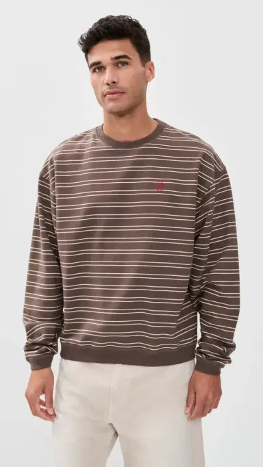 Stockholm Surfboard Club Benny Sweatshirt Brown Stripe | Thumbnail 2 Stockholm Surfboard Club Benny Sweatshirt Brown Stripe | Thumbnail 2