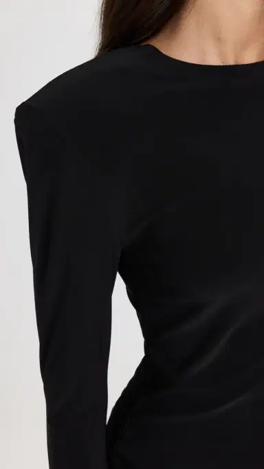 Norma Kamali Shoulder Pad Long Sleeve Crew Top Black | Thumbnail 6 Norma Kamali Shoulder Pad Long Sleeve Crew Top Black | Thumbnail 6