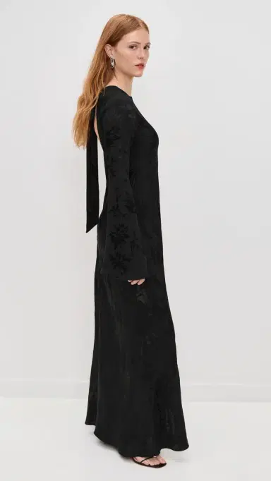 Hemant & Nandita Back Ties Maxi Dress Black | Thumbnail 4 Hemant & Nandita Back Ties Maxi Dress Black | Thumbnail 4