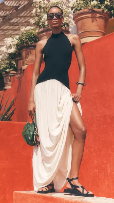 Solid & Striped The Halter Soglio Dress Ecru/Noir | Thumbnail 2 Solid & Striped The Halter Soglio Dress Ecru/Noir | Thumbnail 2