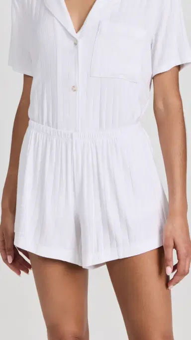 Eberjey Gisele Rib Relaxed Short Pajama Set White L | Thumbnail 5 Eberjey Gisele Rib Relaxed Short Pajama Set White L | Thumbnail 5