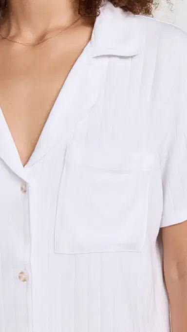 Eberjey Gisele Rib Relaxed Short Pajama Set White L | Thumbnail 6 Eberjey Gisele Rib Relaxed Short Pajama Set White L | Thumbnail 6