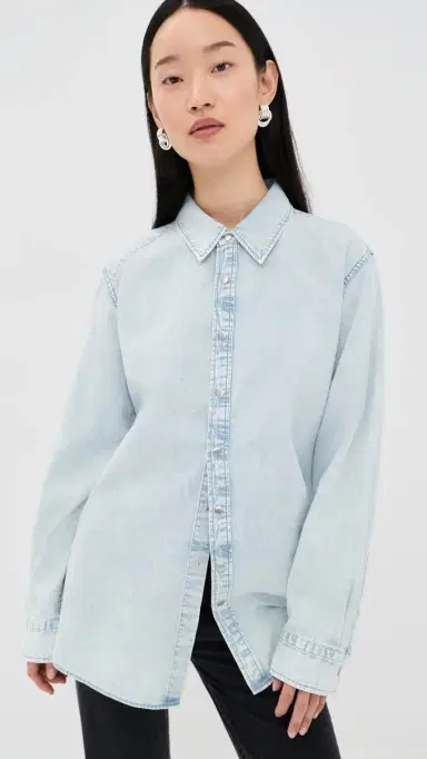 Tibi Denim hirting Charlie lim Shirt Bleached Denim | Thumbnail 2 Tibi Denim hirting Charlie lim Shirt Bleached Denim | Thumbnail 2