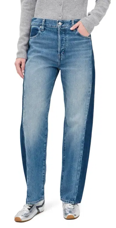Madewell Pieced Barrel-Leg Jeans in Linden Wash Linden Wash | Thumbnail 1 Madewell Pieced Barrel-Leg Jeans in Linden Wash Linden Wash | Thumbnail 1