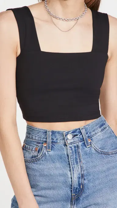 susana monaco Wide Strap Crop Top Black | Thumbnail 2 susana monaco Wide Strap Crop Top Black | Thumbnail 2