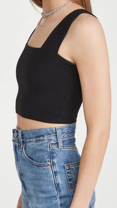 susana monaco Wide Strap Crop Top Black | Thumbnail 4 susana monaco Wide Strap Crop Top Black | Thumbnail 4