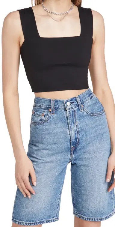 susana monaco Wide Strap Crop Top Black | Thumbnail 1 susana monaco Wide Strap Crop Top Black | Thumbnail 1